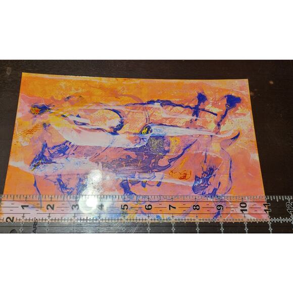 Abstract Wall Art Painting on Photo Paper by Local Artist in Pinks & Purple - Picture 2 of 4